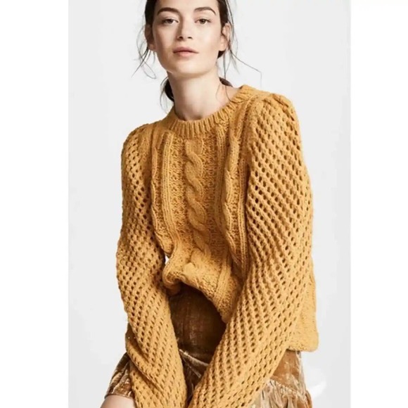 Loveshackfancy Rosie Cable Knit Sweater Amber - Picture 1 of 13